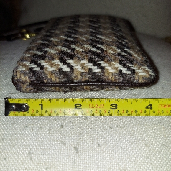 Coach Brown and Tan Wool and Leather Houndstooth Wristlet - Picture 8 of 8